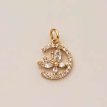 1Pc 18K Gold Plated Cute Charm Pendants For DIY Jewelry, Cherry, Lemon, Moon, Sun, Bow, Zirconia Crystal, Y2K Aesthetic Necklace Accessories