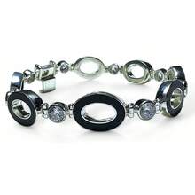 Obsidian And Aventurine Bracelet, .925 Silver, Designer