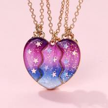 3 件/套女孩锌合金心形、彩色 UV 底座、五角星、PVC 闪光油滴磁性项链套装，适合日常休闲佩戴的可爱珠宝 - 三瓣愛心 - 查看 10