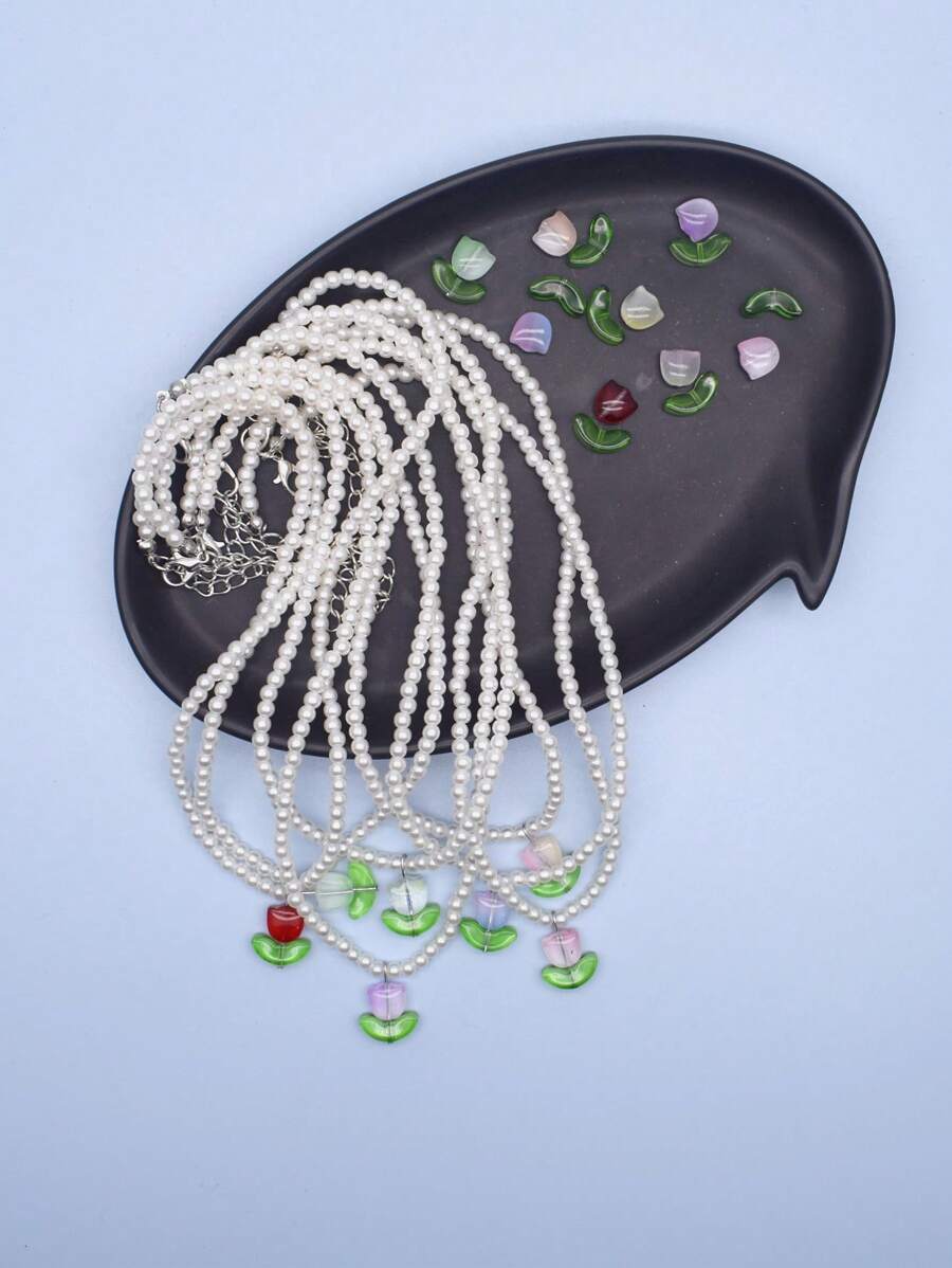 1Piece Delicate Flower Pendant Pearl Necklace