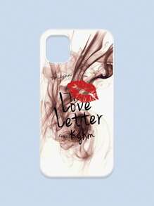Lipmark & Smoke Pattern White Cellphone Case, "Love Letter" Romantic & Personalized Slogan Phone Case, Compatible With Iphone & Galaxy, IPhone 11/13/14/15/15 ProMax/16/16 Pro/16 Plus/16 ProMax, Galaxy Phones - Multicolor - View 54