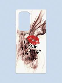 Lipmark & Smoke Pattern White Cellphone Case, "Love Letter" Romantic & Personalized Slogan Phone Case, Compatible With Iphone & Galaxy, IPhone 11/13/14/15/15 ProMax/16/16 Pro/16 Plus/16 ProMax, Galaxy Phones - Multicolor - View 34