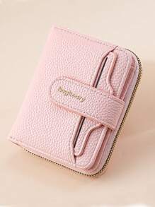 New Litchi Pattern Solid Color Short Women Wallet Korean Style Snap Coin Purse Multi-Function Fashion High-End Wallet Pink For Women Wallet Mini Wallet Purse Wallet Small Wallet Wallet - Pink - View 11