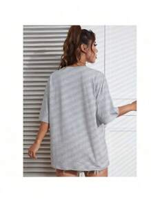 Women's T-Shirt Blouse T  Fashion Cotton Plus Size Kids Panda Bodybuilding Gym Workout Casual - 灰色 - 查看 2