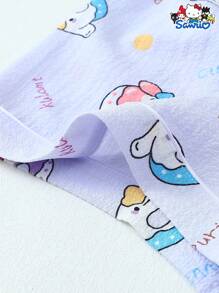 Set de 2 piezas autorizado por Sanrio con parte superior de manga corta de escote en V con bolsillo y pantalón corto con lazo, adecuado para usar en casa en primavera/verano
