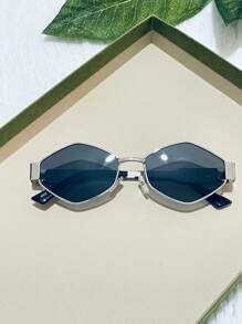 2024 New Women's Polygonal Metal Sunglasses - Bạc - Xem 3
