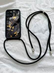 Funda para teléfono con correa cruzada estilo minimalista con diseño de mármol en colores negro empotrado, compatible con 16/ 15/XR/ 16 PROMAX/7P8P/P12 PROMAX/P13 PROMAX/P14 PROMAX/P13/P14/P11/P12/P14, resistente a golpes y suave para mujeres en tamaños XS/S/XS MAX/7 8 GES2/XS/S/XS MAX/7 8 GES2/A03s,A03 Core,A04,A12,A13,A14,A21s,A22,A23,A24,A32,A33A34,A5 A51A52,A53,A54. Funda de teléfono gruesa, bonita y de moda.