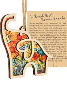 2025 Friendship Elephant Ornament With Story Card, Wooden Colorful Patterned Elephant Ornaments, Friendship Gifts For Women, Elephant Ornaments Pendant Gifts, Pendant Ornaments Suncatcher, For Best Friends And Sisters, Mother's Day, Graduation Season