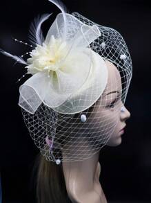 1pc Handmade Crochet Lace Flower Hair Clip For Women, Suitable For Halloween, Christmas Party - White - View 2