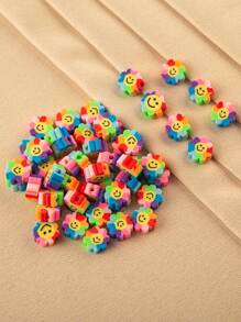 100pcs Colorful Flower Polymer Clay Beads For Making Bracelets And Necklaces