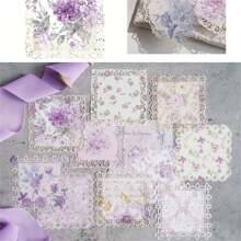 10 Stück Vintage Spitze Scrapbooking Papier Set, exquisite ausgeschnittene Papiere - geeignet für Tagebücher, DIY Karten, Lesezeichen, Postkarten, Alben und Handarbeiten, farbenfrohe Blumenmuster, Jahrestags-Thema