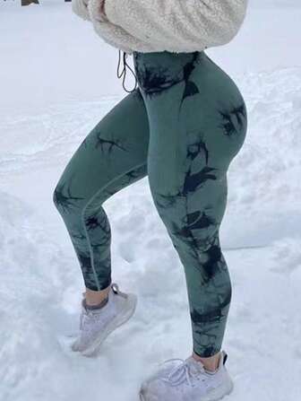 Summer Workout Tie Dye Seamless High Waisted Workout Leggings Women Scrunch Butt Lifting Yoga Gym Athletic Pants