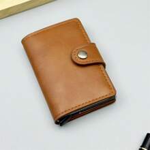 1 件男士时尚休闲 PU 皮革扣 RFID 卡夹，6 色铝合金自动弹出卡盒，防盗防消磁钱包