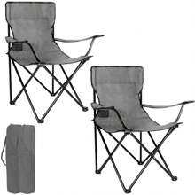Set de 2 Sillas Plegable para Camping, Pesca, Playa y Actividades al Aire Libre – Silla Resistente con Reposabrazos, Portavasos y Bolsa Lateral de Malla – Estructura de Acero Duradera con Base Antideslizante y Resistente al Desgaste – Tejido Oxford 600D Impermeable y Transpirable – Capacidad de Carga hasta 110 kg – Ligera, Portátil y Fácil de Transportar con Bolsa de Transporte Incluida