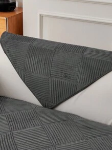 1pc All Season Luxury Sofa Cushion Cover, Modern Minimalist Fashion Dust-Proof Anti-Slip Sofa Seat Pad, Deep Gray Dirt-Resistant Machine/Hand Washable, Fit For Corner Sofa, Bedroom, Office, Living Room, L-Shaped And 1/2/3/4 Seater Sofa, Thick Plush Soft Non-Fading Pet-Friendly Protective Cover - Dark Grey - View 8