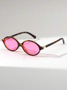 1pc Oval Shaped Women Retro Fashionable Fashion Glasses, Versatile For Casual, Street Style, Beach, Daily Outfit, Gift For Summer Beach Vacation, Outdoor, Travel Shades Leopard Tortoise Shell Bohemia Style Oval Frame For Vocay, Beach, Travel Preppy Style For Back To School - Multicolor - View 2