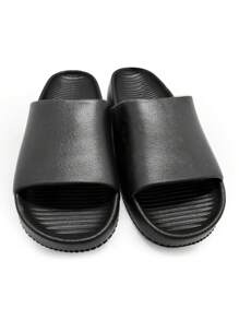 Men's Solid Color Casual & Fashionable House Slippers - Black - View 3