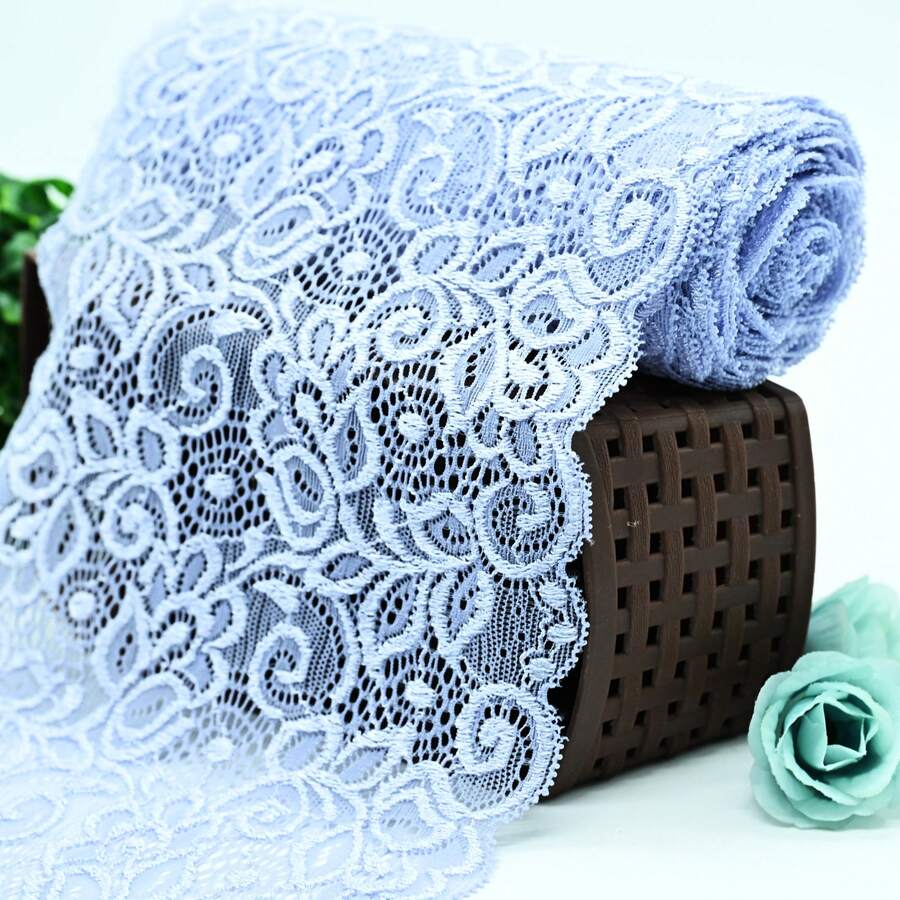 Cinta de 5 metros | Rollo de 100 metros de Encaje Elengante - 18 cm de Ancho - Modelo: 7002 - Disponible en Diversos Colores - Perfecto para Crear Proyectos Únicos