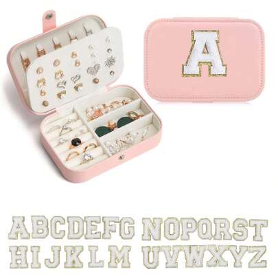 1 件装奢华仿皮双层珠宝收纳盒，带安全锁 - 柔软内衬便携式耳环、项链、戒指盒 - 适合家庭或办公室的现代桌面展示、珠宝盒