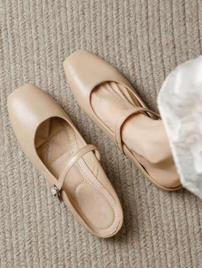 Moda feminina, mocassim de bico quadrado, damasco, calçados baixos casuais e versáteis para escritório, mulas fechadas respiráveis de alta qualidade para uso ao ar livre, adequadas para vestidos na primavera e no verão