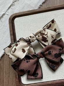 2 件装布艺蝴蝶结发夹，弹簧夹款式，波西米亚风设计，枕骨发饰，适合全年日常休闲佩戴 - 彩色 - 查看 8