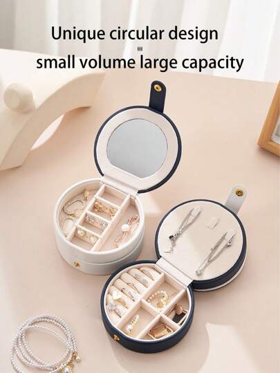 1pc Customized Jewelry Box, Personalized With Patterns And Signatures, Portable Travel Jewelry Storage Box Suitable For Earrings, Rings, Bracelets And More, Multi-Layer Design, Ideal Gift For Wife, Girlfriend, Mother, Bridesmaid Or Valentine's Day