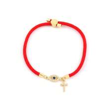 1pc New Classic Pave Zirconia Eye Cross Pendant Colorful Adjustable Rope Bracelets For Women - Bracelet - View 4