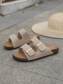 2025 New Arrival Women Fashion Classic Double-Strap Slide Sandals - Khaki - View 3