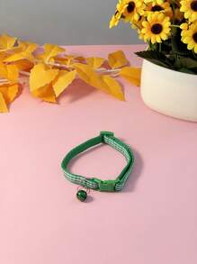 Collar ajustable con cuadros y campanilla para gatos, collar para mascotas estilo cuadros a la inglesa