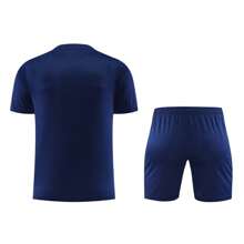 2 piezas Camiseta de fútbol personalizada para niños preadolescentes - Nombre del equipo personalizado, número y estampado de logotipo Camiseta de manga corta + Pantalones cortos Conjunto deportivo y uso casual Primavera/Verano