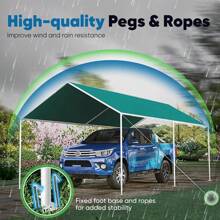 Quictent 10x20 Ft Heavy Duty Carport Canopy Gaanized Car Tent Outdoor Garage Boat Shelter  Reinforced Structure, No Sidewall - Green