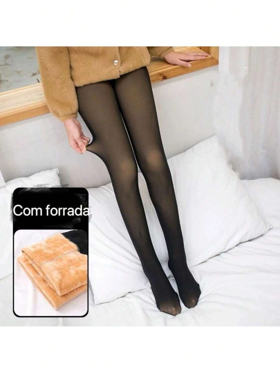 Super Elastic Children's Super Elastic Slim Plush Lined Thermal Pantyhose S/M/L - màu đen - Xem 1