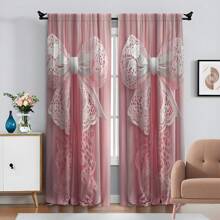 2 chiếc rèm ren nơ hồng phong cách công chúa ngọt ngào, sợi polyester, thích hợp cho phòng ngủ, phòng khách, nhà bếp, nhà cho thuê, phòng bé gái, thiết kế túi đựng thanh treo dễ lắp đặt, có thể giặt bằng máy, bền, vừa khít với cửa sổ nhỏ - Nhiều màu - Xem 9