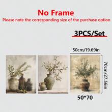 Set de 3 lienzos de arte moderno y vintage sin marco con rama de olivo - Perfecto para decoración de sala de estar y dormitorio, arte de pared, póster