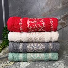 Kit 4 Munich Face Towels 48x76cm 100% Pure Cotton Thick And Embroidered - Màu be - Xem 2