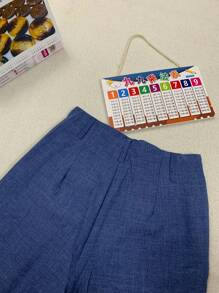 Women's Straight Leg Flared Trousers High Waist With Pockets Solid Color Pants 12# - Màu xanh lam - Xem 5