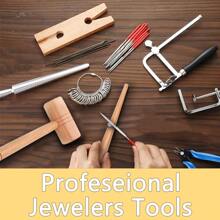Multifunktionales Schmuckherstellungs-Set, DIY-Werkzeugsatz, Schmuckherstellungs-Werkzeugsatz, handgefertigtes Werkzeug, professioneller Sägesatz mit Feile, Zange mit schräger Mündung, Holzklemme, Hammer, Ring, Maßstab