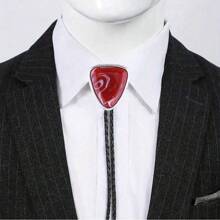 1pc Adjustable Sliding Crown & Gemstone Bolo Tie, Casual Party Western Cowboy Bolo Tie Shirt Collar Accessory, Unisex Leather Cord Pendant Necklace, Best Gift Choice - Mixed Gemstone Bolo Tie - View 16