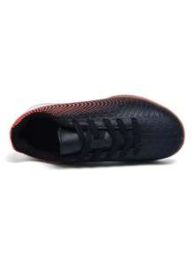 1 双儿童男孩和女孩同款高品质时尚校园室内防滑耐磨舒适儿童足球运动鞋综合训练运动鞋 - 橘色 - 查看 6