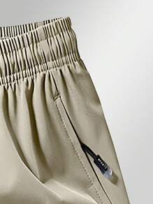 Herren Anti-Verlust Reißverschlusstaschen Kordelzug Taille Sport Shorts