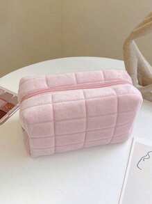 1 PC Almofada branca com padrão de quilting xadrez floral Bolsa de maquiagem, bolsa de maquiagem portátil elegante e casual, multifuncional, grande capacidade Bolsa de armazenamento grande para bolsa, batons, absorventes higiênicos, almofadas de bolsa, moedas, chaves, fones de ouvido, Air Pods, fone de ouvido com fio, cabos, carregador, fones de ouvido, organizador de artigos de higiene pessoal bonito, bolsa de armazenamento de viagem, para mulheres, doces, enfermeiras, meninas da escola, presente de feriado. Organizador de artigos de higiene pessoal de viagem, presentes essenciais, armazenamento, acessórios com zíper, unhas, bolsa de maquiagem, bolsa de maquiagem, bolsas de maquiagem, bolsa de cosméticos, organizador de maquiagem, viagem, bolsa de maquiagem, bolsa, penteadeira, bolsa de maquiagem, itens essenciais de viagem, bolsa, bolsas de maquiagem, bolsas, essenciais de viagem, acessórios de penteadeira, pequena bolsa de maquiagem