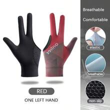 1pc Professional Snooker/Pool Sports Glove, Full Finger Billiard Glove, Thin & Soft Comfortable, High Elastic Polyester Fabric, Multiple Colors, Unisex