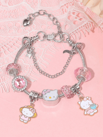  4-Pieces Set Pink Hello Kitty Cat Cute Charm Bracelets For Women, Summer Beach Prom And Wedding Purple Kuromi Stainless Steel Ankle Bracelet, Blue Cinnamoroll Sweet Diy Jewelry, Red My Melody Stuffs, Graduation Teacher Appreciation Favors, Sanrio Authorized Items.