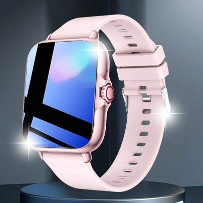 1 件女士硅胶表带智能手表，时尚电子手表，具有电话通话、社交信息接收功能，兼容 iOS 和 Android，适合日常使用