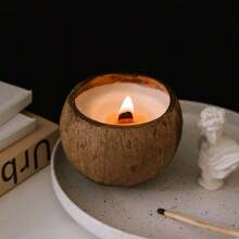 1/3pcs, 3.9 X 2.8 Inch Coconut Shell Candles, 1pc Handmade Poured Coconut Bowl Candle - Pineapple Papaya Scented, Dual Layer Wax Blend, Soy Wax Scented Candle, Wooden Wick