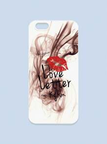 Lipmark & Smoke Pattern White Cellphone Case, "Love Letter" Romantic & Personalized Slogan Phone Case, Compatible With Iphone & Galaxy, IPhone 11/13/14/15/15 ProMax/16/16 Pro/16 Plus/16 ProMax, Galaxy Phones - Multicolor - View 39