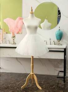 1 pieza Enagua de tul sin aros para mujer en blanco/negro, 80 cm de largo, 2 capas y 3 niveles con forro de organza con cristales, se puede usar como prenda exterior, falda interior esponjosa ajustable estilo Lolita - multicolor - Ver 15