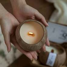 1/3pcs, 3.9 X 2.8 Inch Coconut Shell Candles, 1pc Handmade Poured Coconut Bowl Candle - Pineapple Papaya Scented, Dual Layer Wax Blend, Soy Wax Scented Candle, Wooden Wick