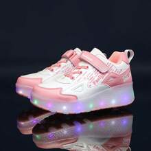 新款 2 轮可充电旱冰鞋，可拆卸学生运动直排轮滑鞋，适合女孩