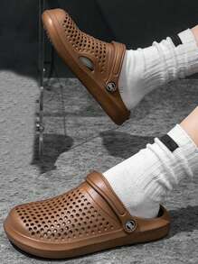 1 Pair Men's Breathable Comfortable Slip-On Sandals, Outdoor Wear & Home Casual Slides